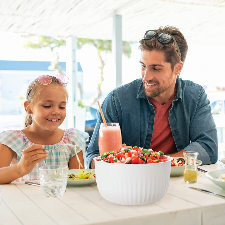 Oggi Prep, Store & Serve Plastic Bowl w/See-Thru Lid- Dishwasher, Microwave & Freezer Safe, (4 qt) White/Aqua 4 Quart Serve Bowl