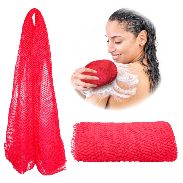 Adeton African Net Sponge, Exfoliating Wash Cloth, Body Exfoliator, Long Bath Sponge, Real, Authentic, Sapo, Shower Bath Accessories, Back Foot Scalp Scrub, Flat Dead Skin Remover (Candy)