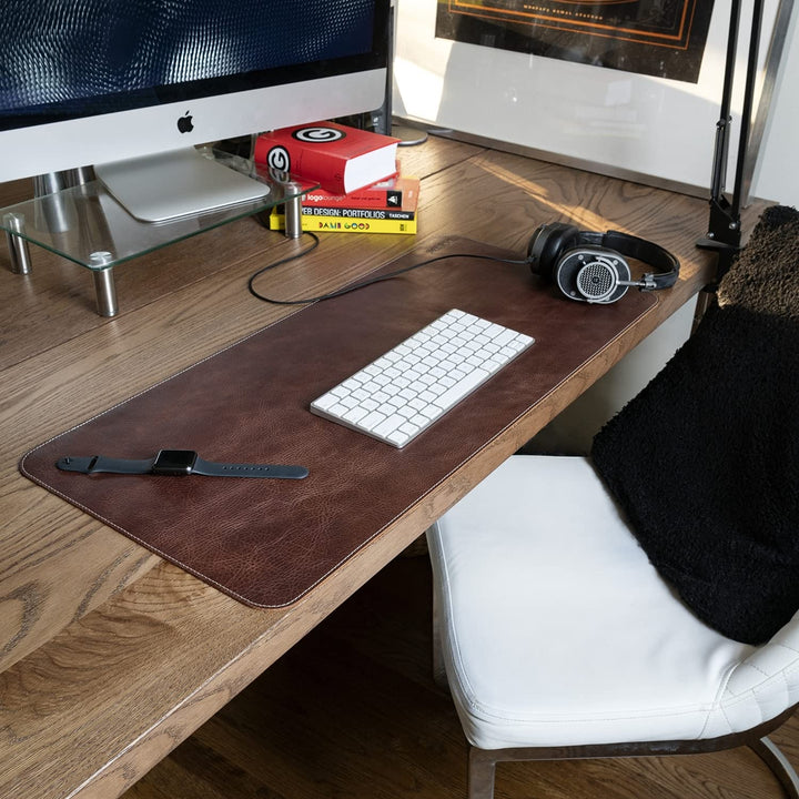 Top Grain Leather Extended Mouse Pad - Desk Mat Damson