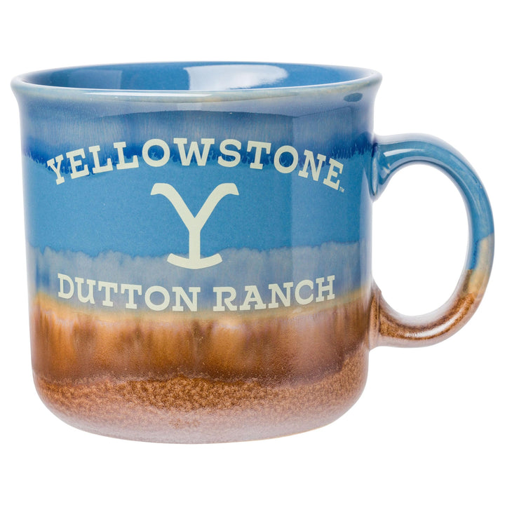 Silver Buffalo Yellowstone Dutton Ranch Reactive Glaze Ceramic Camper Mug, 20 Ounces