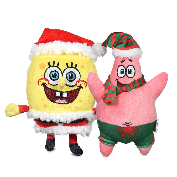 SpongeBob SquarePants for Pets Spongebob and Patrick Star 2pc Holiday 6 Figure Plush Dog Toys with Squeaker | Dog Toys for Spongebob Fans | Squeaky Dog Toys, Dog