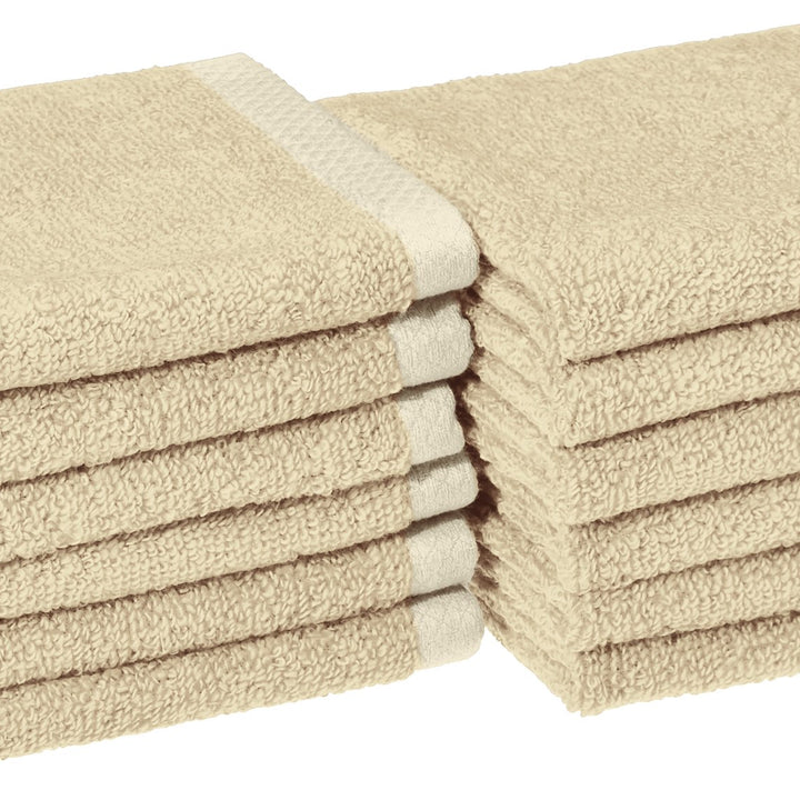 Basics Quick-Dry Washcloth - 100% Cotton, 12-Pack, Linen Washcloth (Pack of 12)