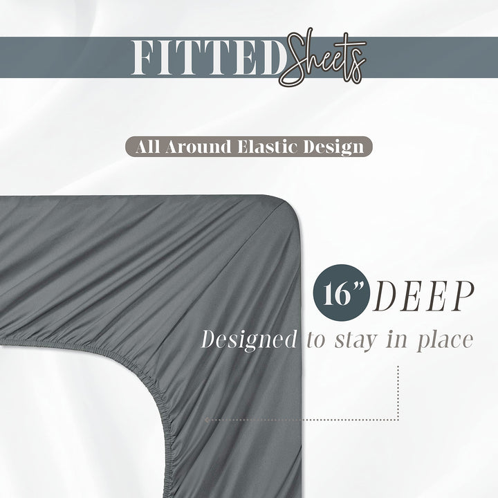 Elegant Comfort 1500 Premium Hotel Quality 1-Piece Fitted Sheet, Softest Quality Microfiber-Deep Pocket up to 16 inch,Wrinkle and Fade Resistant, California King, Silver