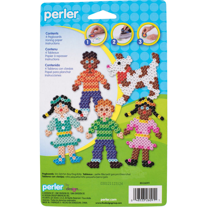 Perler Girl, Dog, and Kitten Fuse Bead Pegboard Set with Ironing Paper, Finished Project 10" x 10", Multicolor 6 Piece