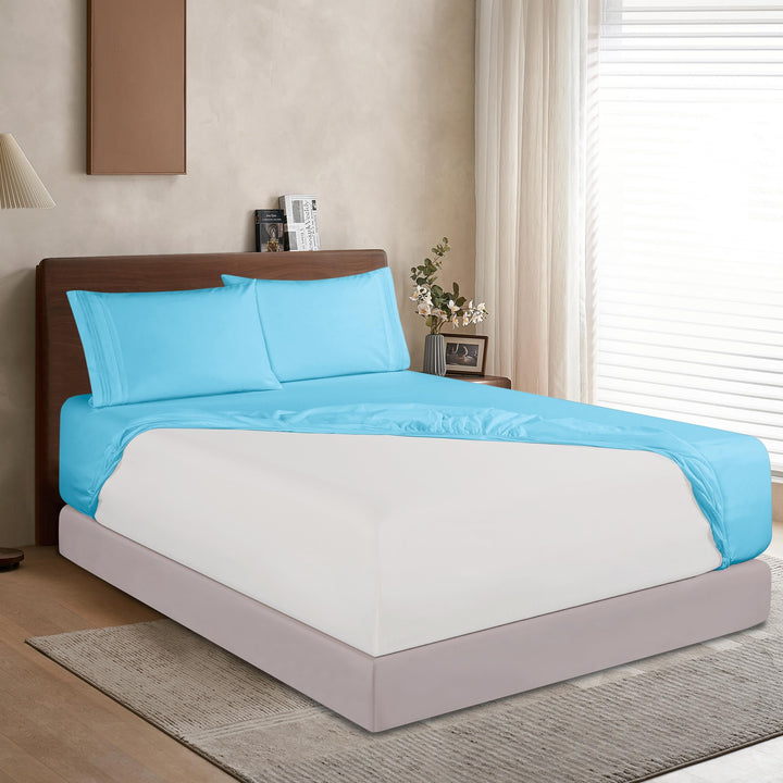 Elegant Comfort 1500 Premium Hotel Quality 18-24 Inches Deep - Extra Deep Pocket Single Fitted Sheet for High Mattress, Luxury and Softest, Smart Pocket - Wrinkle Free, California King, Marine Teal Cal King - EXTRA DEEP Pocket