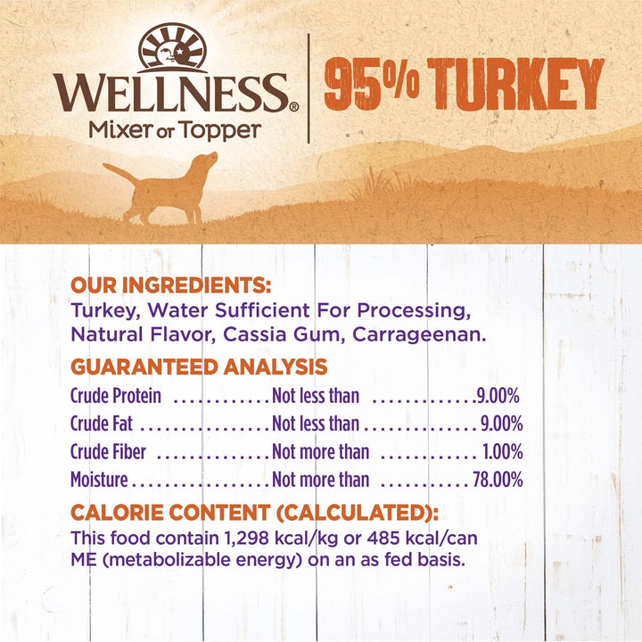 Wellness 95% Lamb Natural Wet Grain Free Canned Dog Food, 13.2-Ounce Can (Pack of 12)