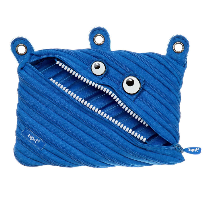 ZIPIT Monster Pencil Pouch for Boys | 3-Ring Binder Pencil Case | Large Capacity Pen Case for School (Blue) 3-ring Pencil Case Royal Blue