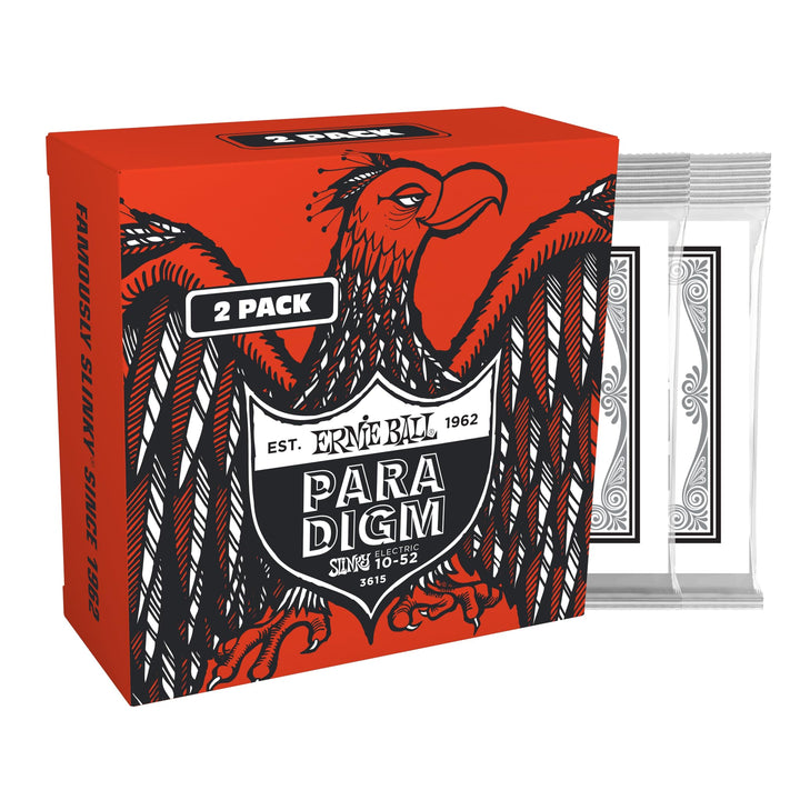 Ernie Ball Skinny Top Heavy Bottom Slinky Paradigm Electric Guitar Strings  Exclusive 2 Pack 10-52 (P03615) Skinny Top Heavy Bottom (10-52) 2-Pack 6-String