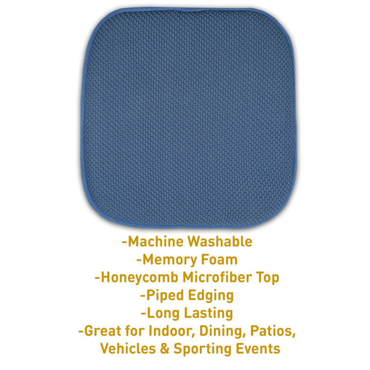 2 Pack Memory Foam Honeycomb Nonslip Back 16" x 16" Chair/Seat Cushion Pad, Blue 2 Pack