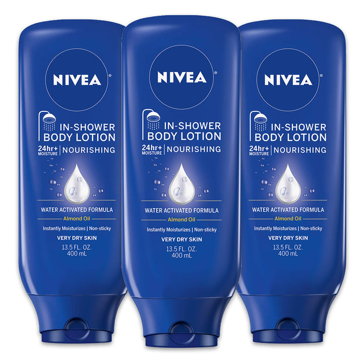 Nivea Nourishing In Shower Lotion, Body Lotion for Dry Skin, 13.5 Fl Oz Bottle(Pack of 3)