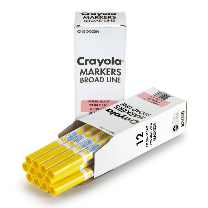 Crayola Washable Markers - Yellow (12ct), Kids Broad Line Markers, Bulk Markers for Classrooms & Teachers