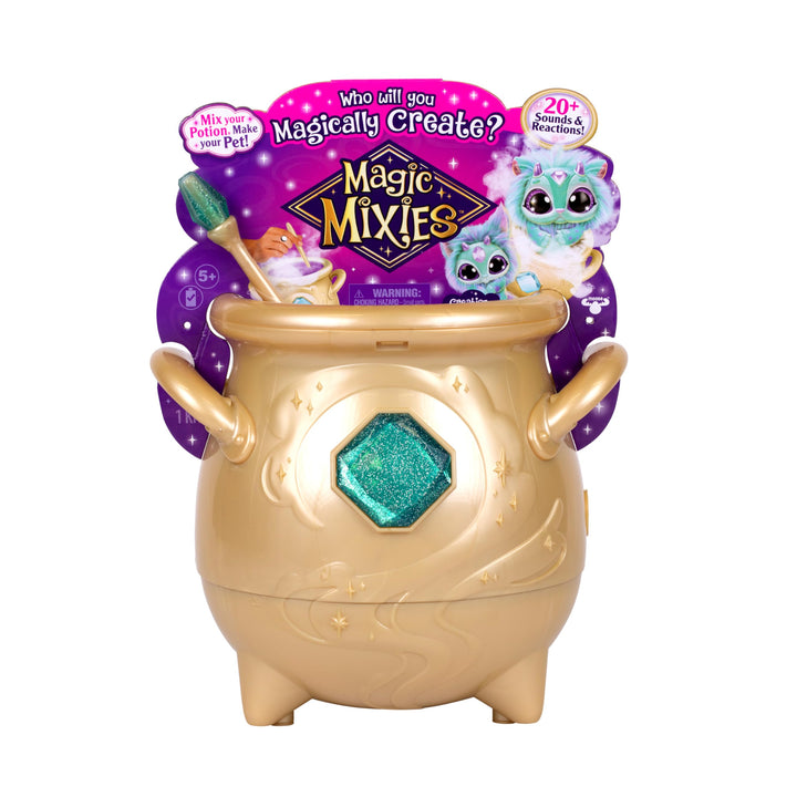 Magic Mixies - Magical Real Misting Gold Cauldron with 8 Inch Plush Toy. Follow The Spell Book Add The Magic Ingredients. Who Will You Magically Create? Blue Plush