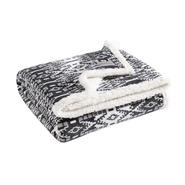 Eddie Bauer - Throw Blanket, Super Soft Reversible Sherpa Fleece Bedding, Ideal Christmas & White Elephant Gifts, Cozy Plaid Throw Blankets for Couch (Elk Stance Grey, Throw) Elk Stance Grey/White Animal