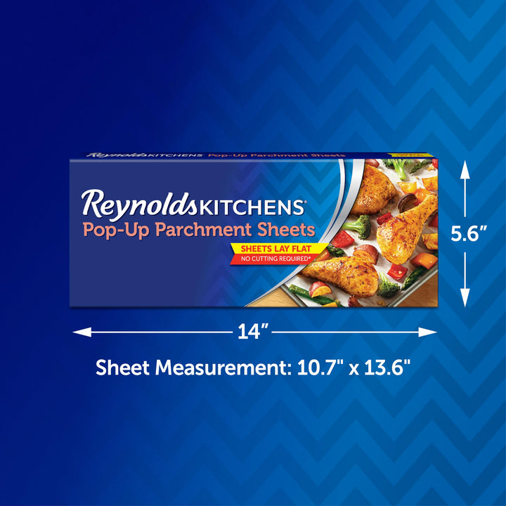 Reynolds Kitchens Pop-Up Parchment Paper Sheets, 10.7x13.75 Inch, 120 Sheets