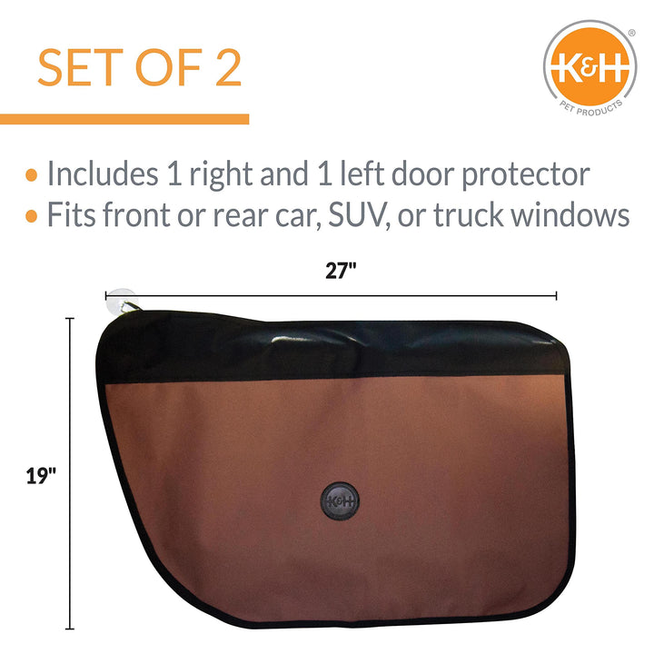 K&H Pet Products Vehicle Door Protector Tan, 2 Packs Interior Car Door Protector from Dog Scratching, Sedan and SUV Pet Protector for Car Door Scratches
