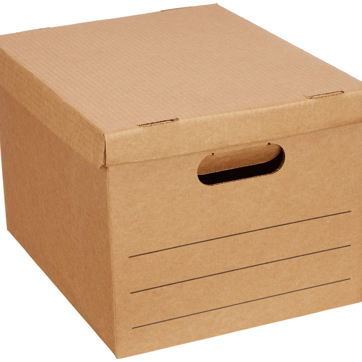 Basics Small Moving Boxes with Lid and Handles, 20 Pack, Brown, 15 x 10 x 12 inches