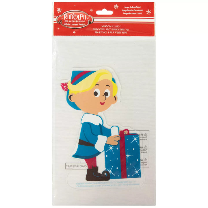 Northlight 7" Hermey with Christmas Present Double Sided Gel Window Cling Decoration