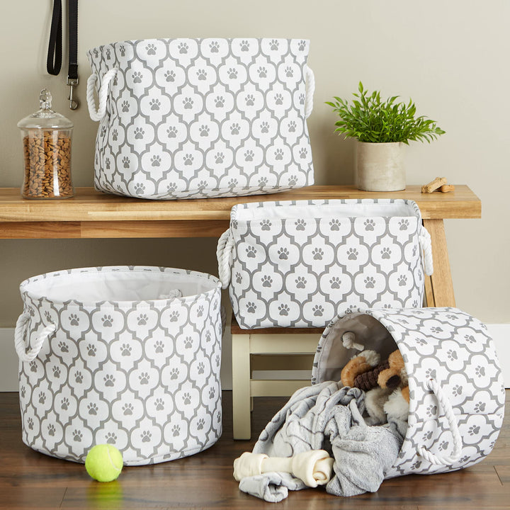 Bone Dry Pet Storage Collection Lattice Paw Print, Medium Rectangle, White/Gray