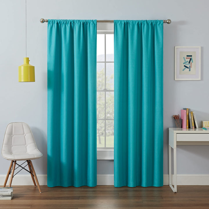 ECLIPSE Kendall Modern Blackout Thermal Rod Pocket Window Curtain for Bedroom or Living Room (1 Panel), 42 X 84, Turquoise