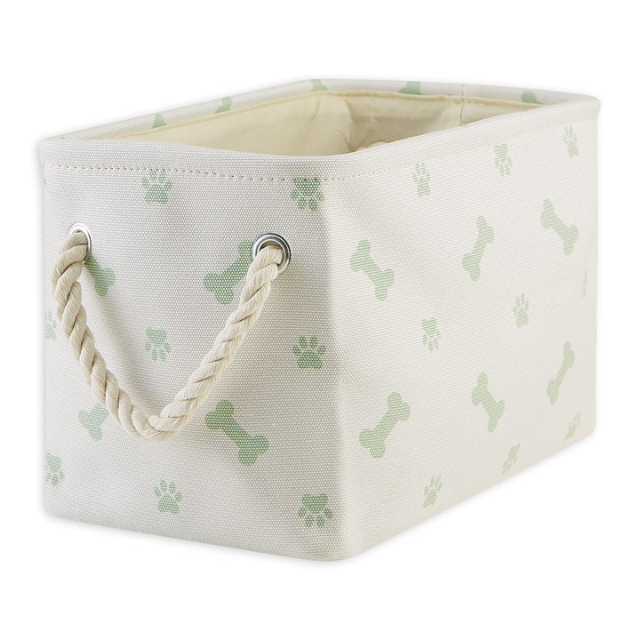 Bone Dry Pet Storage Collection Paw and Bone Print, Small Rectangle, Mint Small Rectangle, 14x8x9"