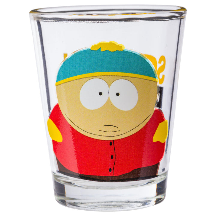 Silver Buffalo South Park Main Characters Poses 4pc Mini Glass Set 4x1, 1.5 ounces