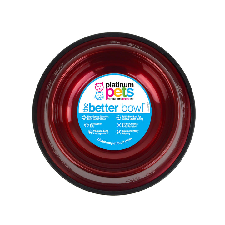 Platinum Pets Non-Tip Stainless Steel Dog Bowl, 80 Oz, C/Y Apple X-Large Candy Apple Red