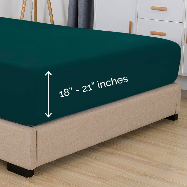 Elegant Comfort 1500 Premium Hotel Quality 18-24 Inches Deep - Extra Deep Pocket Single Fitted Sheet for High Mattress, Luxury and Softest, Smart Pocket - Wrinkle Free, California King, Marine Teal Cal King - EXTRA DEEP Pocket