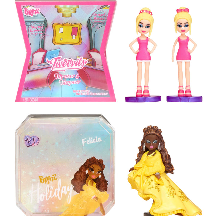 MGA's Miniverse Mini Bratz Limited Edition 2-Pack, Holiday Felicia and Tweevils Mini Figures in Display Packaging