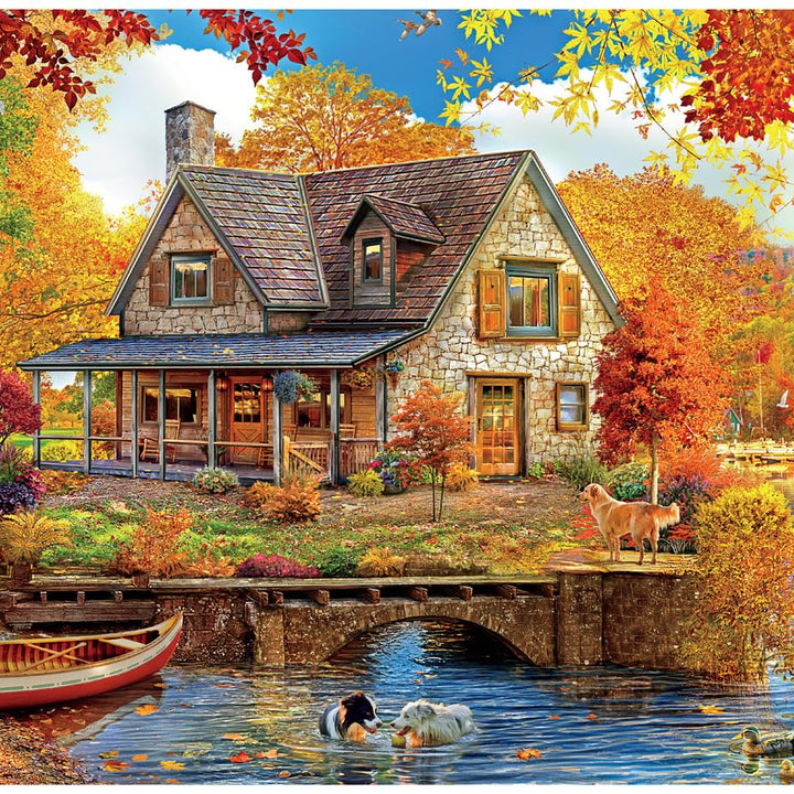 Buffalo Games - Angelo Bonito - Autumn Lake House - 500 Piece Jigsaw Puzzle for Adults Challenging Puzzle Perfect for Game Nights - Finished Puzzle Size is 21.25 x 15.00