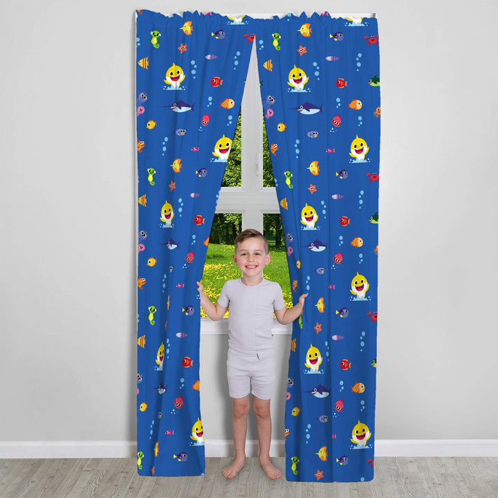 Franco Kids Room Window Curtains Drapes Set, 82 in x 84 in, Baby Shark