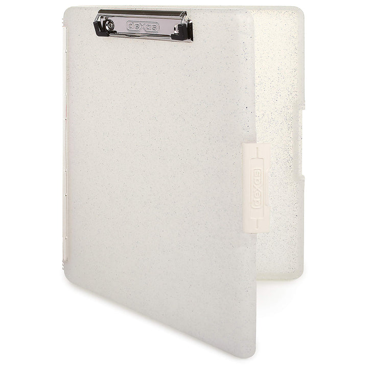 Dexas Slimcase 2 Storage Clipboard with Side Opening 12.5 x 9.5 in Natural Glitter White Binding. Organize in Style for Home, School, Work or Trades! Ideal for Teachers, Nurses, Students, Homeschool Glitter With White Clips