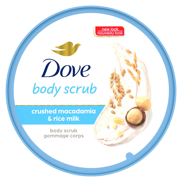 Dove Scrub Macadamia & Rice Milk Reveals Visibly Smoother Skin Body Scrub That Nourishes Skin 10.5 oz