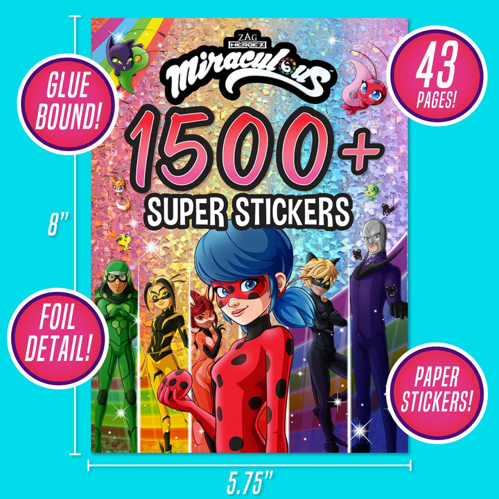 Zagtoon Miraculous Ladybug 1500+ Stickers, Ultimate Heroez Stickers, Ladybug, Cat Noir, Rena Rouge, Carapace, Vesperia, Bunnyx, Tikki, Plagg, Cute Gifts for Girls Kids Teens Adults