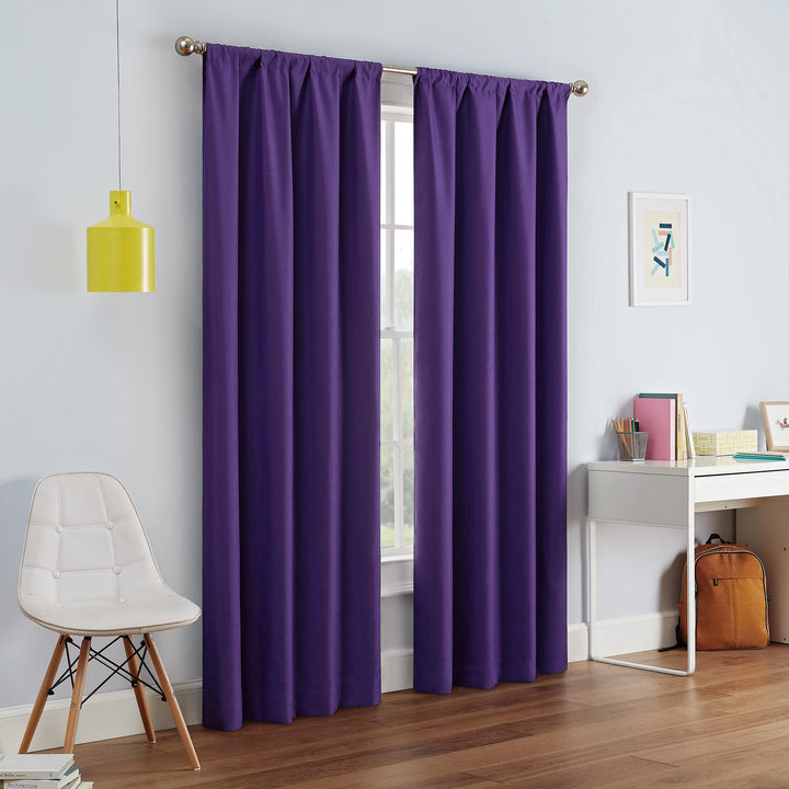 Eclipse Kendall Blackout Curtain, Thermal Insulated Grommet Window Panel, Noise Reducing Curtains for Bedroom, Living Room or Nursery, (1 Panel), 54 in Long x 42 in Wide, Raspberry 42"W x 54"L (Pack of 1)