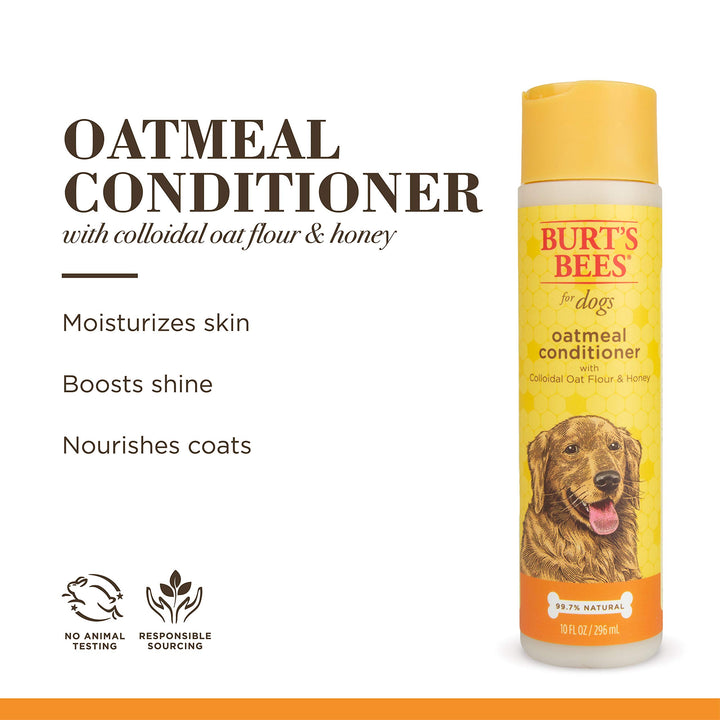 Burt's Bees for Pets Oatmeal Conditioner with Colloidal Oat Flour & Honey | Dog Oatmeal Shampoo, Cruelty Free, Sulfate & Paraben Free, pH Balanced for Dogs - Made in the USA | 10 Oz - 2 Pack