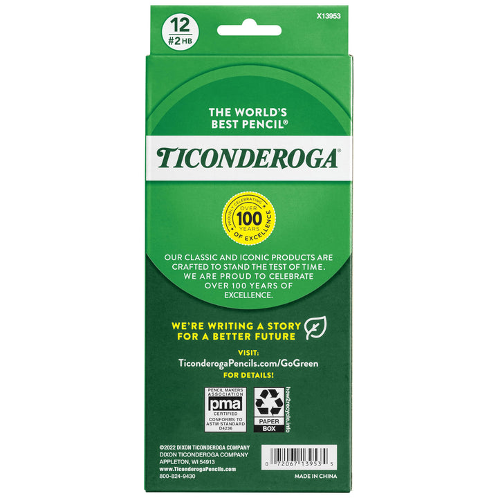 Ticonderoga Wood-Cased Pencils, Unsharpened, 2 HB Soft, Black, 12 Count 12 Count (Pack of 1)