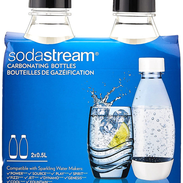 SodaStream 0.5L Slim Black Carbonating Bottles (Pack of 2) Slim Carbonating Bottles Black 1/2L Pack Of 2