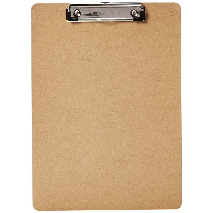 Basics Hardboard Office Clipboard, 6-Pack, Brown