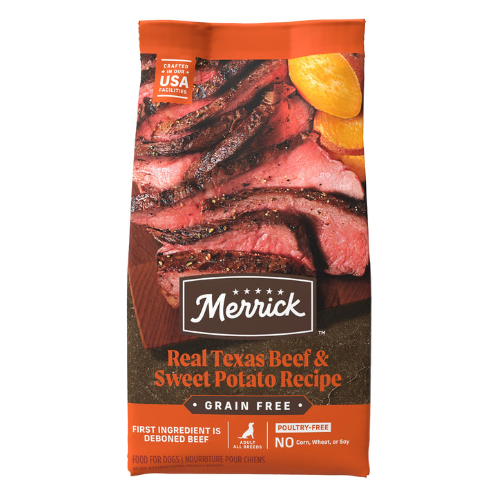 Merrick Dry Dog Food, Real Bison, Beef and Sweet Potato Grain Free Dog Food Recipe - 10 lb. Bag Grain Free with Sweet Potato Beef & Bison 10 Pound (Pack of 1)