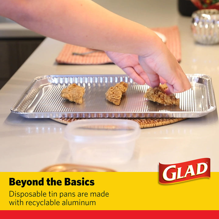 Glad Disposable Bakeware Aluminum Rectangular Cookie Sheets for Baking and Roasting, 12 Count | 16" x 11" x 0.25" - Textured Sheet for Easy Removal, Made from Recyclable Aluminum Cookie Sheet Pans