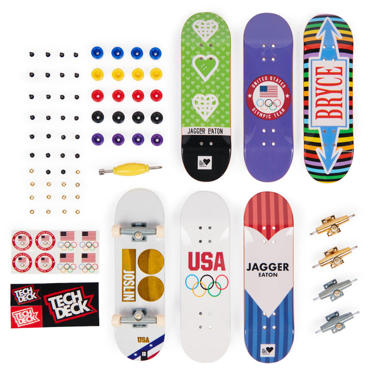 TECH DECK, Team USA Sk8 6-Pack, Collectible and Customizable Mini Skateboards, Kids Toys for Ages 6 and up,  Exclusive