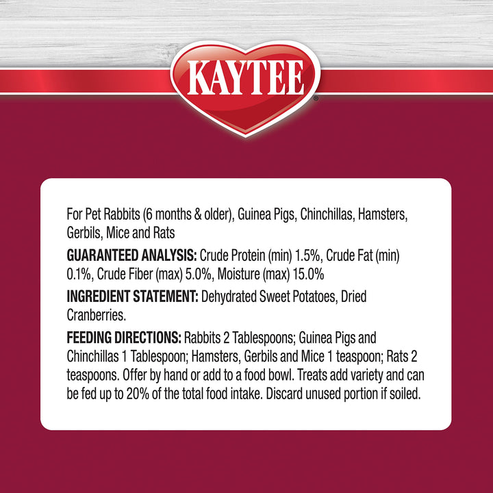 Kaytee Natural Snack with Superfoods For Pet Guinea Pigs, Rabbits, Hamsters, and Other Small Animals, Sweet Potato & Cranberry, 3 Ounces 3 Ounce (Pack of 1)