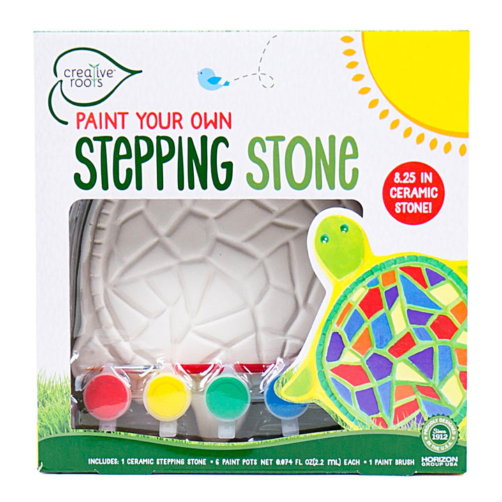 Creative Roots Mosaic Flower Garden Stepping Stone Kit, Includes 7-Inch Ceramic Stone & 6 Vibrant Paints, DIY Stepping Stone Kit for Kids Ages 6+