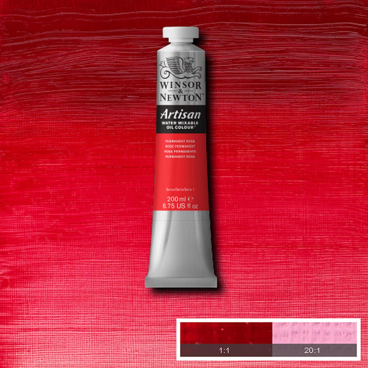 Winsor & Newton Artisan Water Mixable Oil Colour, 6.75-oz (200ml), Permanent Rose 200-ml Tube