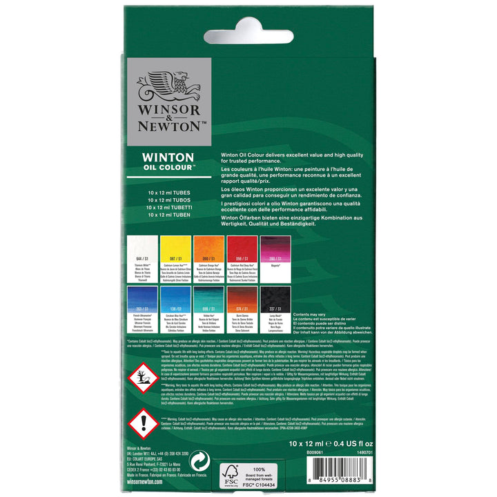 Winsor & Newton Winton Oil Color Paint Set, 10 x 12ml (0.4-oz) Tubes Tube Set - 10 x 12ml