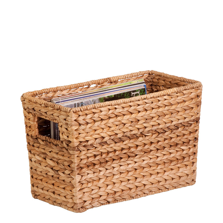 15x5 Woven Storage Basket with Handle - Decorative and Functional for Desk, Closet, and More - STO-02883 Magazine Basket