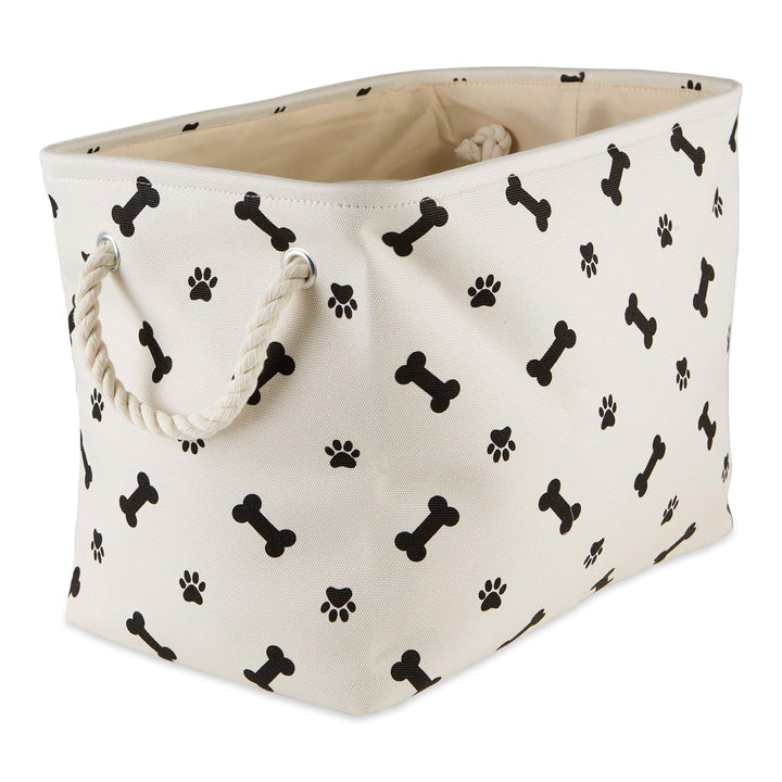 Bone Dry Pet Storage Collection Paw and Bone Print, Medium Rectangle, 16x10x12, Black