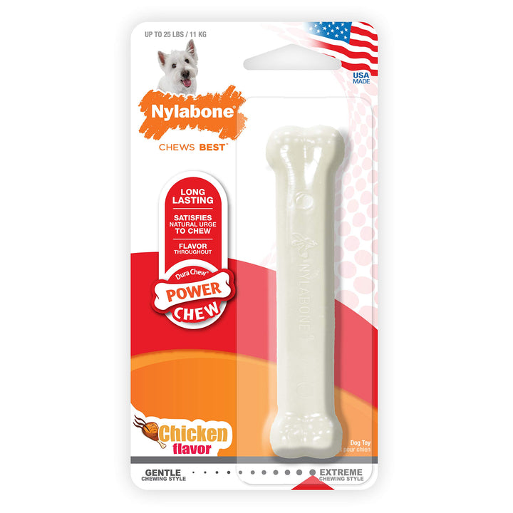 Nylabone Power Chew Classic Bone Chew Toy for Dogs, Durable Dog Toys for Aggressive Chewers, Bacon Flavor, Medium/Wolf - Up to 35 lbs. (1 Count) Medium/Wolf (1 Count)