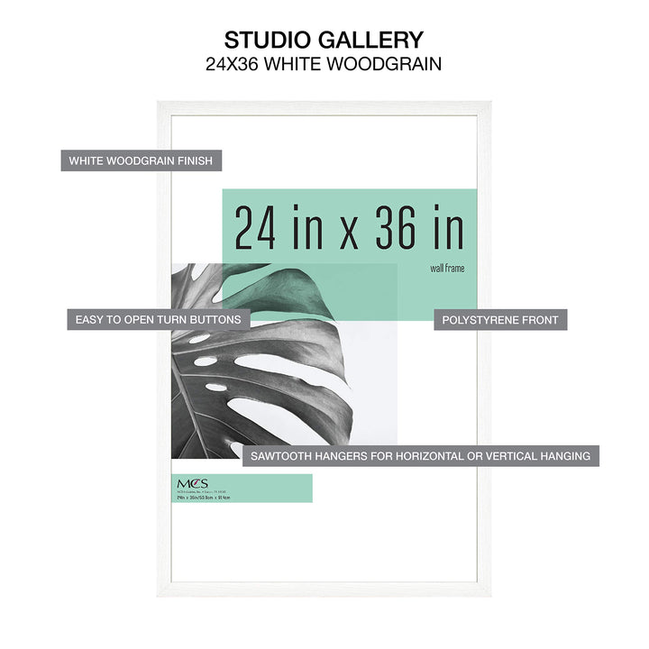 MCS Studio Gallery 20x27 Poster Frame Black Woodgrain, Vertical & Horizontal Wall Hanging Large Picture Frame for Photos, Posters & Art Prints (1-Pack) 1-Pack 20x27 - Select