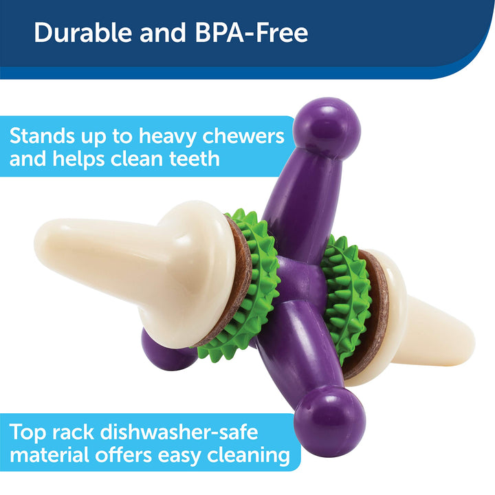 PetSafe Busy Buddy Treat Holding Jack Dog Toy – Strong Chewers - Challenging - Treat Rings Included - Large Purple